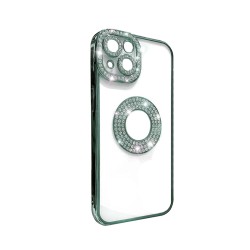 Funda de Silicona Suave con Diseño de Diamantes para Apple iPhone 14 Verde